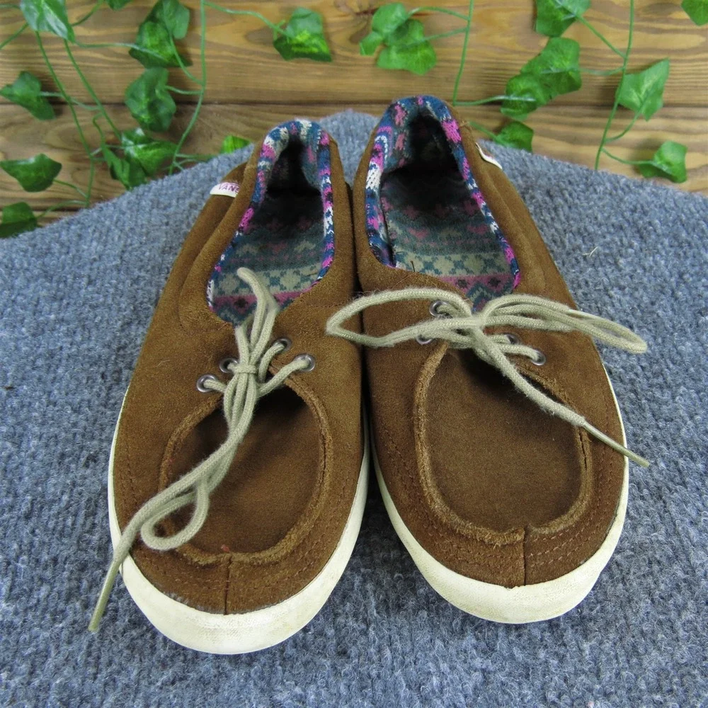VANS Women‎ Rata Flat Sneaker Brown Leather Sz 5.5 Medium  Used 2025